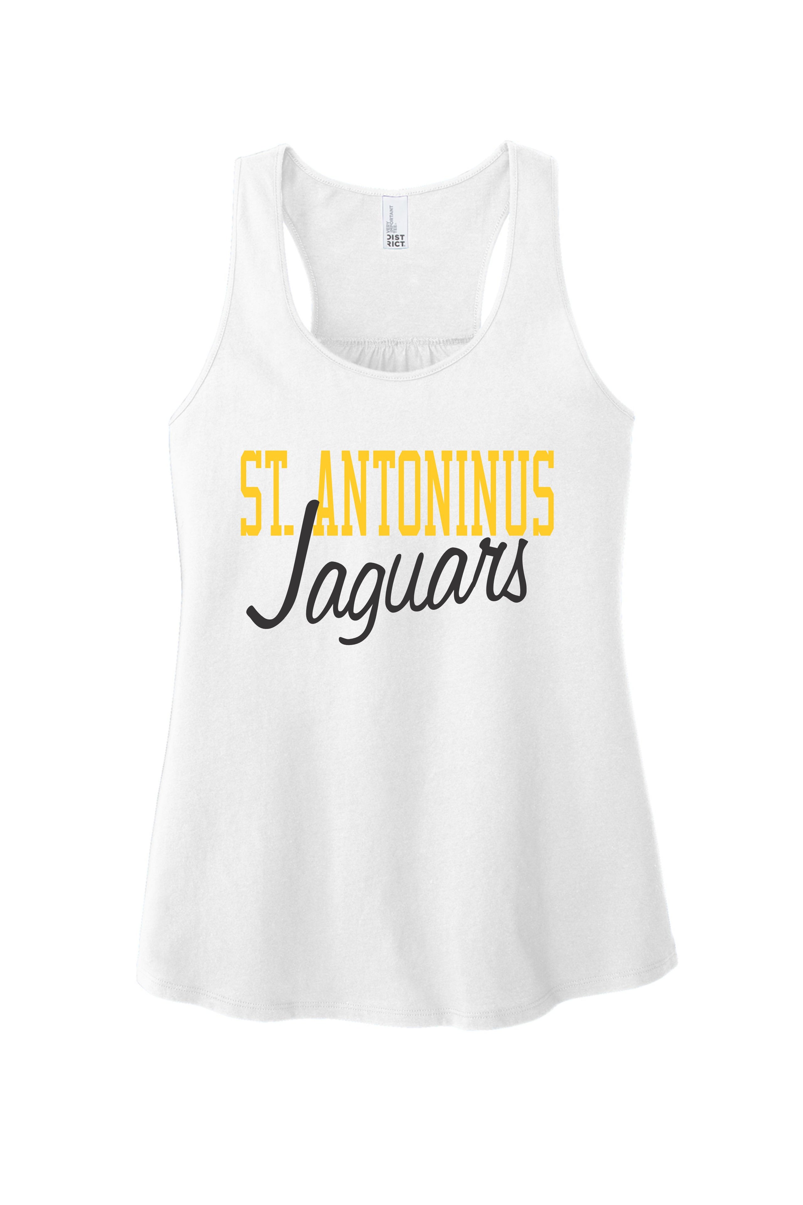 White Gathered Back Jaguars Tank Top St. Antoninus PTO Spirit Shop